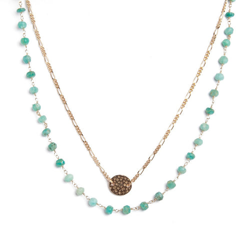Hammered Oval Turquoise Necklace