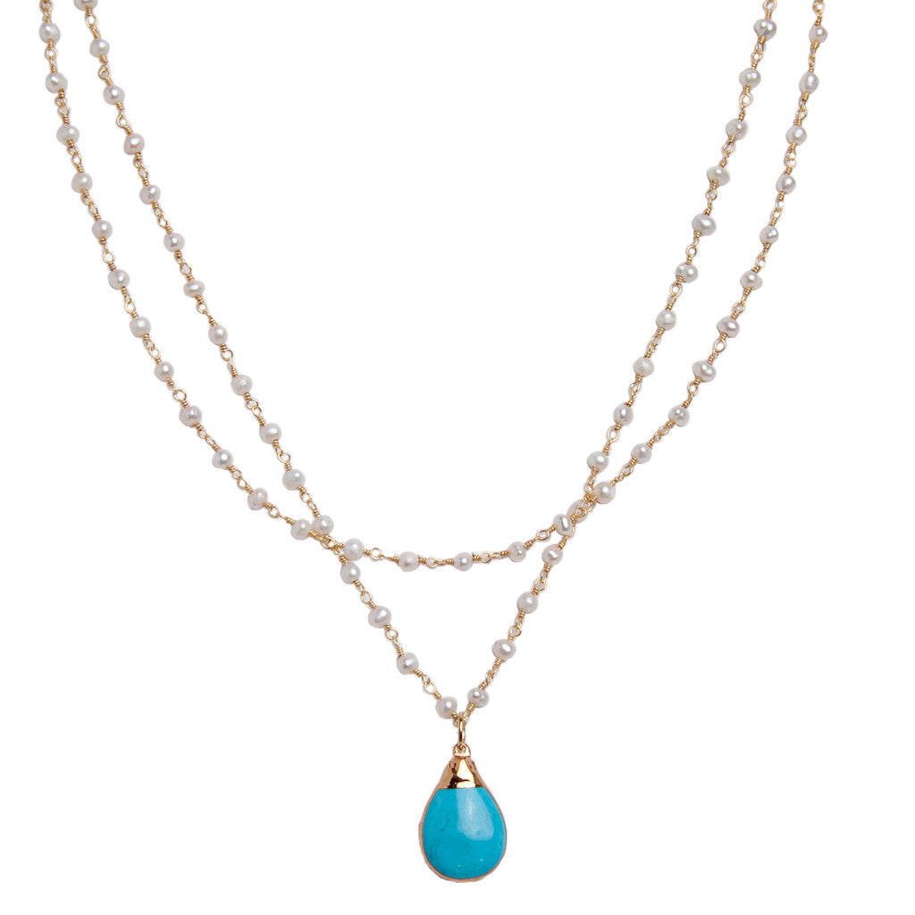 Turquoise Howlite Pearl Necklace