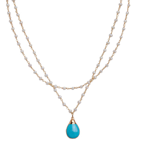 Turquoise Howlite Pearl Necklace