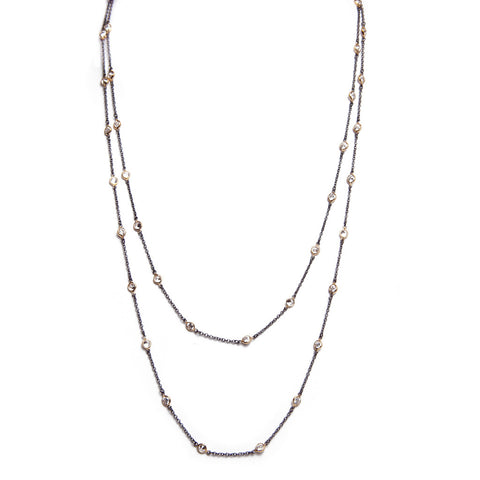 Doubled Delicate CZ Chain Necklace