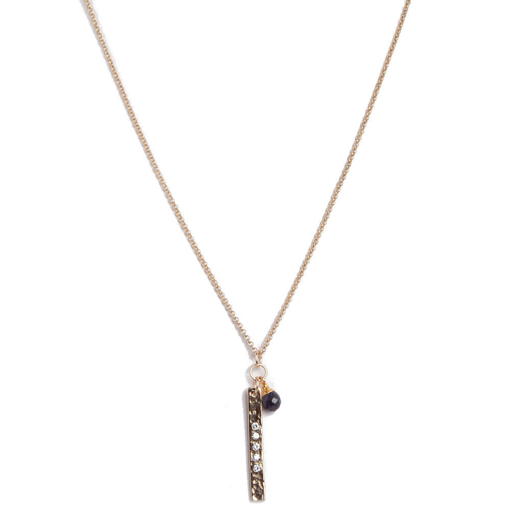 Hammered Bar Sapphire Necklace