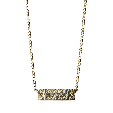 Hammered Gold Bar Necklace