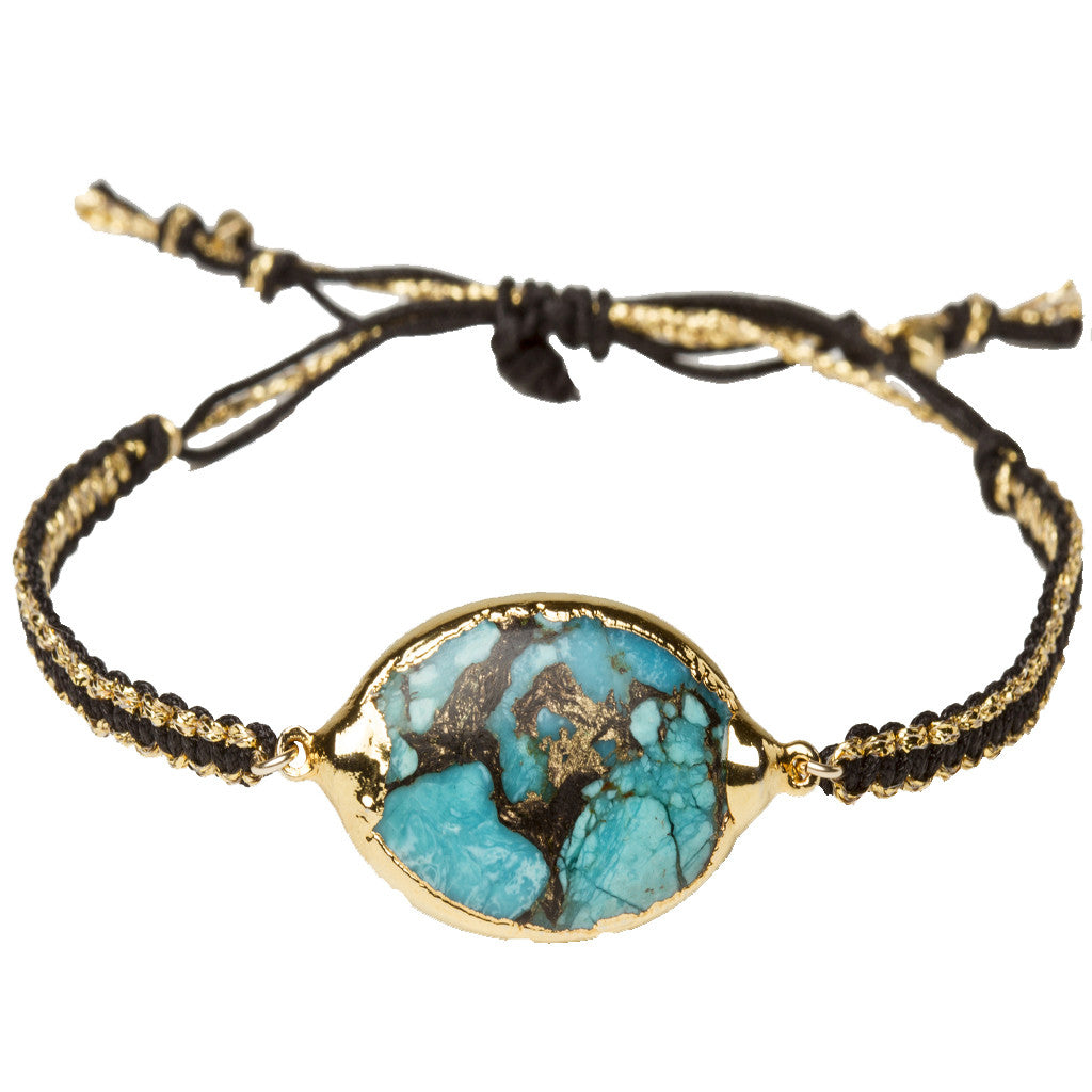 Turquoise Stone Cord Bracelet